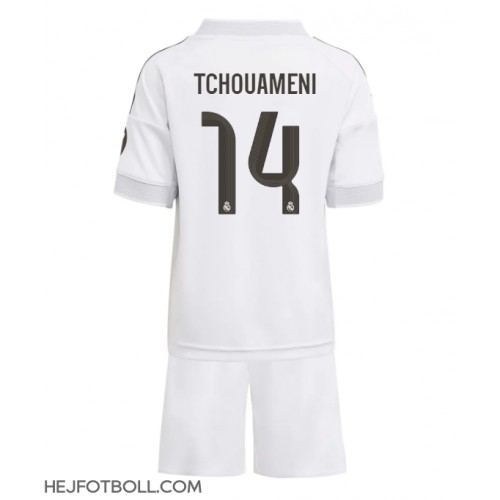 Real Madrid Aurelien Tchouameni #14 Hemmadräkt Barn 2025-26 Kortärmad (+ Korta byxor)